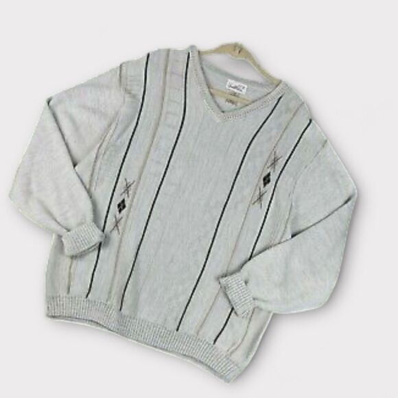 Arnold Palmer Vintage V-Neck Pullover Sweater in Gray Argyle Men’s L 44 - Picture 1 of 8